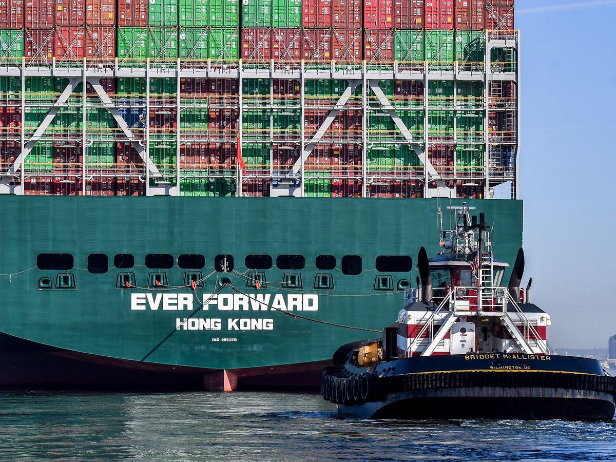 The Bridget McAllister helps free the container ship Ever Forward in the Chesapeake Bay.